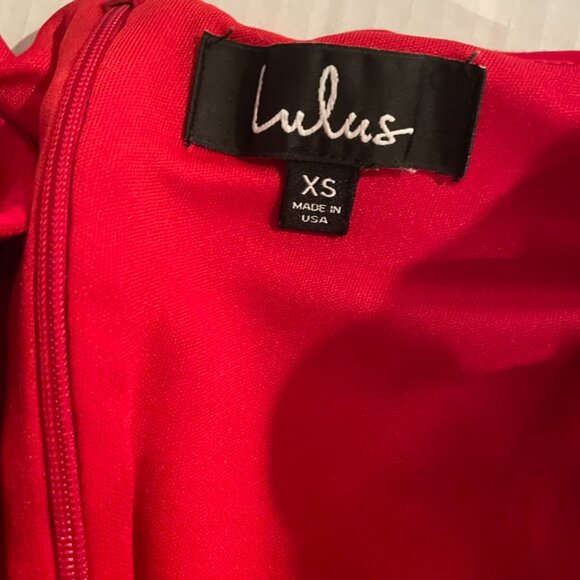 Red Body Con Dress with Statement Sleeves - Picture 2 of 4